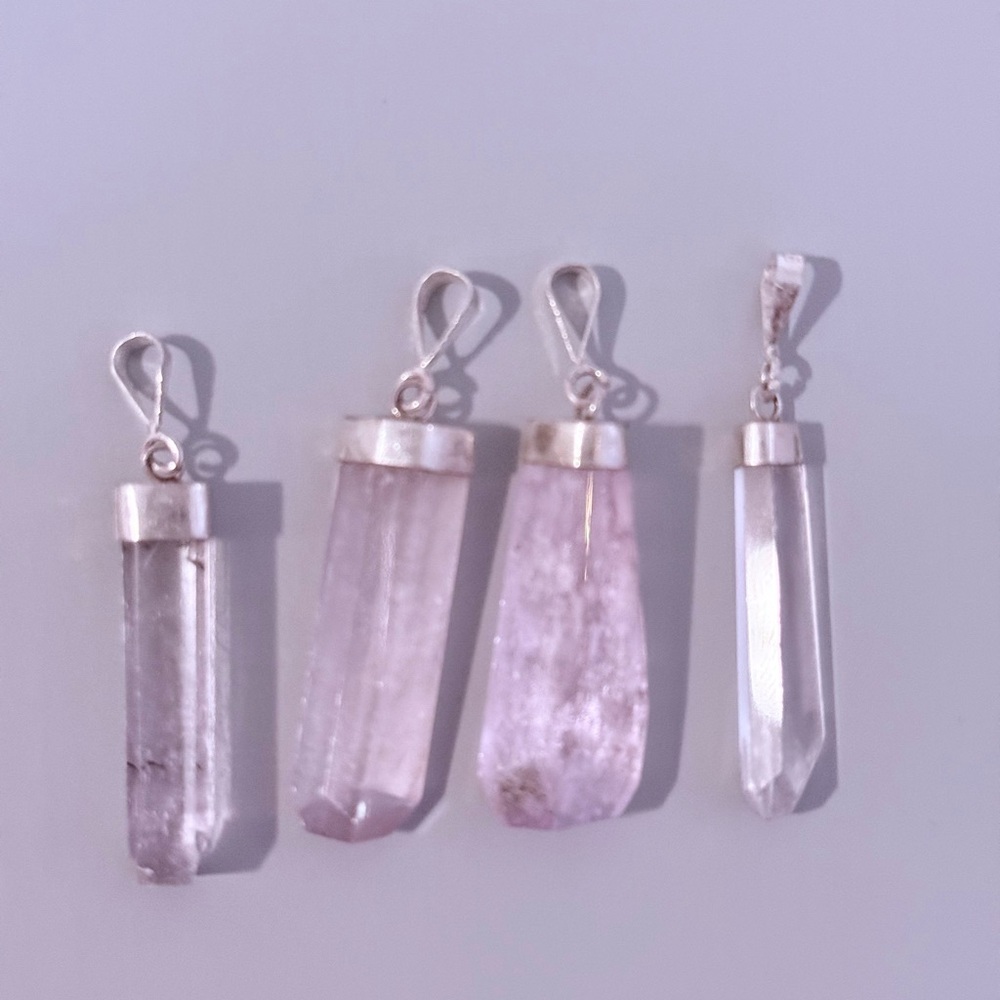Natural Kunzite Rough Pink Kunzite Pendant Healing Gift Necklace, New